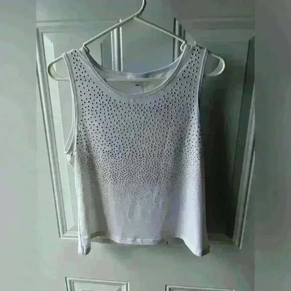 Calvin Klein Tank Top Women’s M, White w/Silver Embellishment - Picture 1 of 4